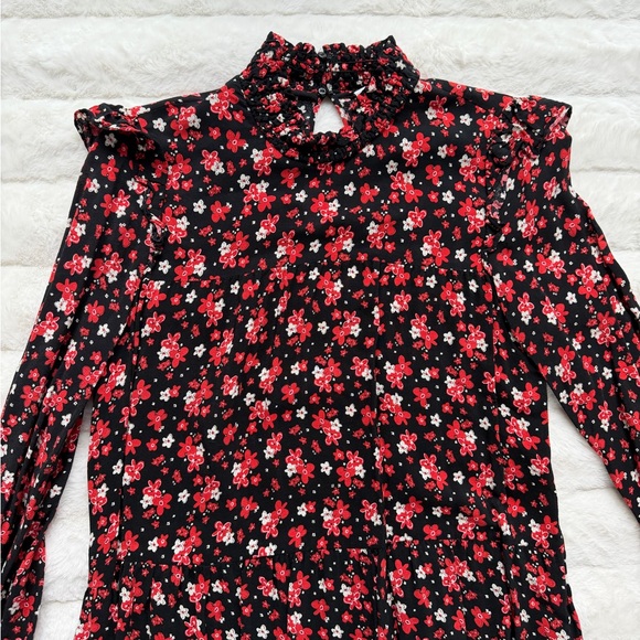 ZARA BLACK FLORAL MAXI DRESS LONG SLEEVE BOHO MIDI MAXI SIZE S - Picture 7 of 9